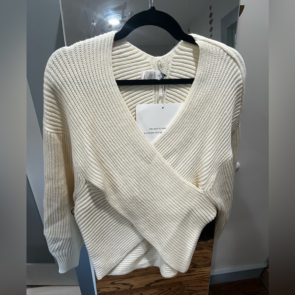 Chicwish Off White Criss Cross Sweater